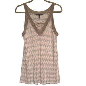 WHITE HOUSE BLACK MARKET Sleeveless Metallic Gold Peach Diamond Glitter Top Lrge